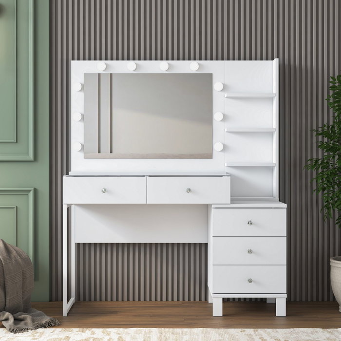 Hanah Home Mesa de Maquillaje con 10 Focos Blanco Hanah Home Mesa de Maquillaje con 10 Focos Blanco